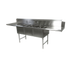 Thumbnail image #1 for John Boos Straight Stainless Steel Dishtable/Pot Sink, 121-5/8 Inches Wide, 3 Compartments, 2 Drainboards, Right-Side Dish Machine Attachment