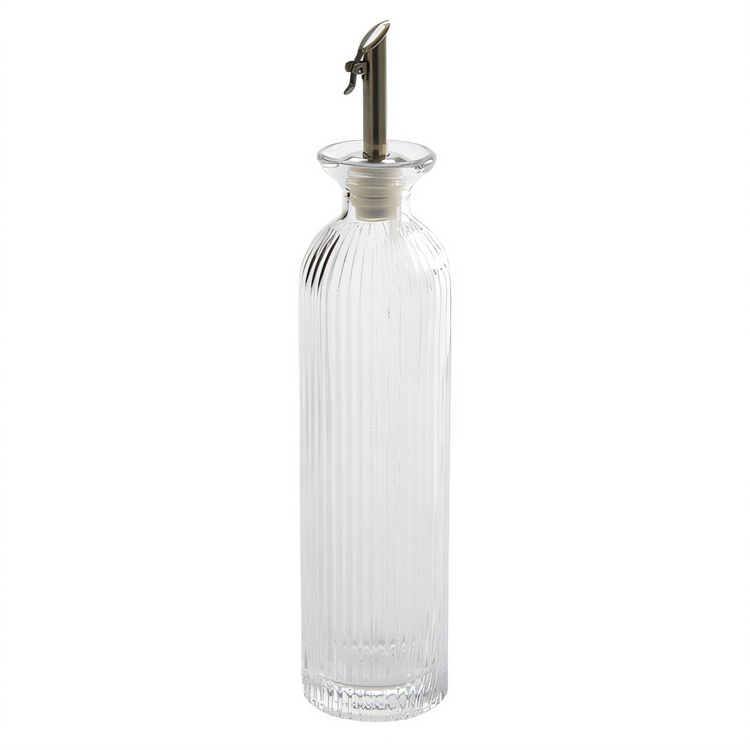 Product image #2 for American Metalcraft Fluted Glass Cruet with Stainless Steel/Silicone Pourer, 12 oz.