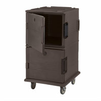 Cambro Ultra Camcart Double-Compartment Front-Loading Insulated Food Pan Cart, 16 Full-Size Pan Capacity, Granite Sand