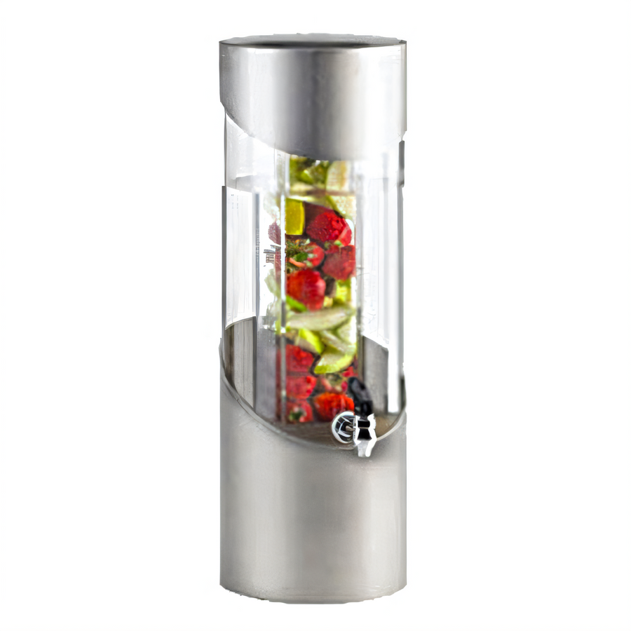 Product image #1 for Cal-Mil Round 3-Gallon Acrylic Beverage Dispenser with Infusion Chamber, Drip Tray, and Stainless Steel Base
