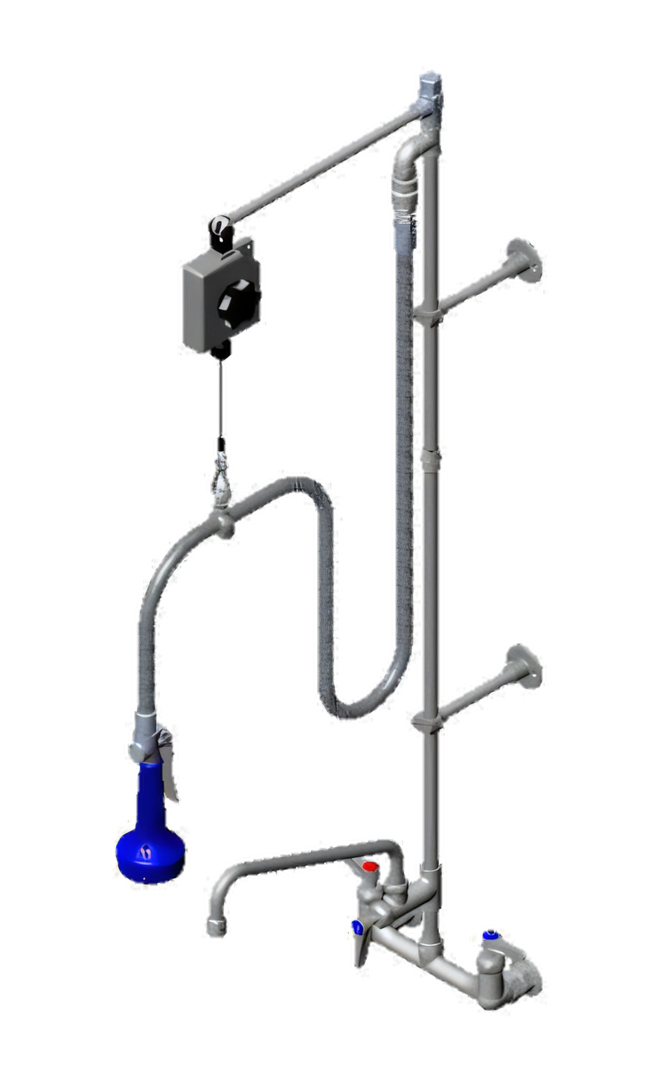Product image #1 for T&S Brass EasyInstall Wall-Mounted Pre-Rinse Add-On Faucet with 12-Inch Swing Nozzle and 1.07 GPM Spray Valve