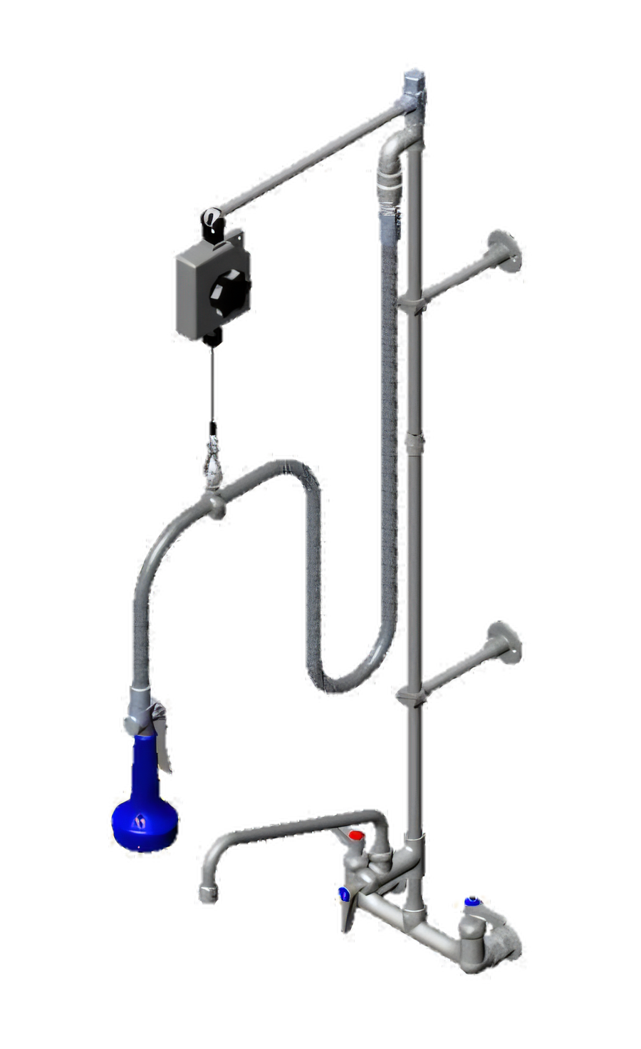 Product image #1 for T&S Brass EasyInstall Wall-Mounted Pre-Rinse Add-On Faucet with 12-Inch Swing Nozzle and 1.07 GPM Spray Valve