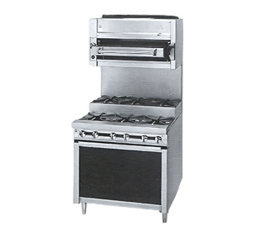 Product image #1 for Titan JTRHE-2-2 24" Heavy Duty Gas Step-Up Range with 4 Open Burners and Cabinet Base