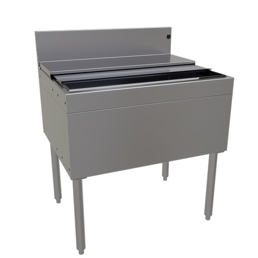 Product image #1 for Glastender Underbar Stainless Steel Ice Bin with 10-Circuit Cold Plate, 30" x 24", 106 lb. Capacity