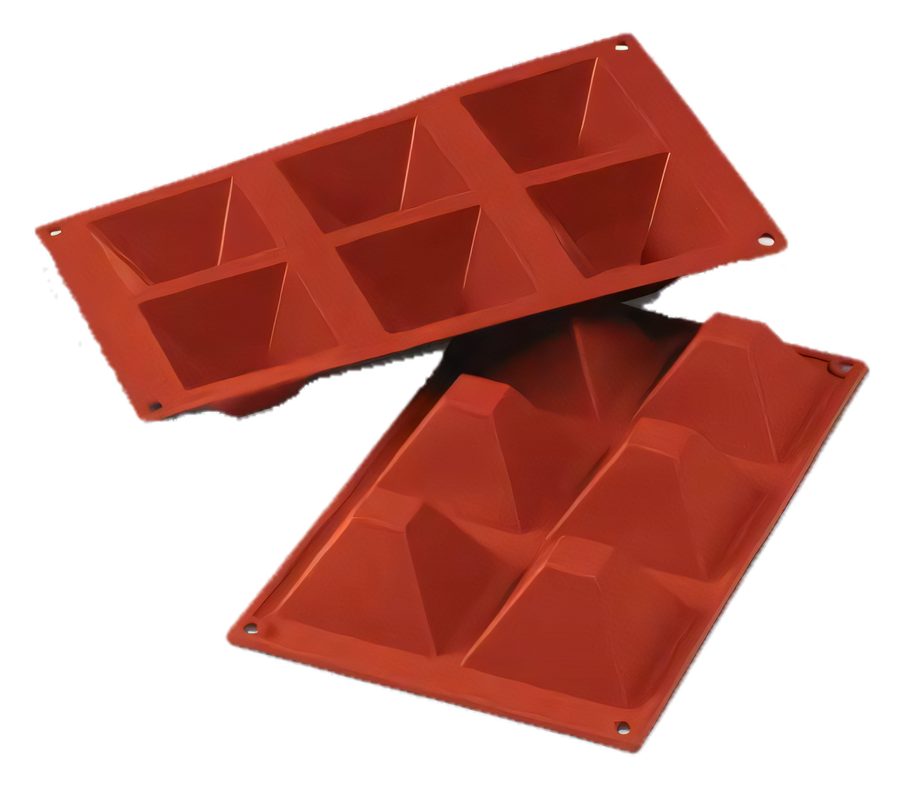 Product image #1 for Silikomart Pyramid Silicone Flex Mold, 6-Cavity, Red