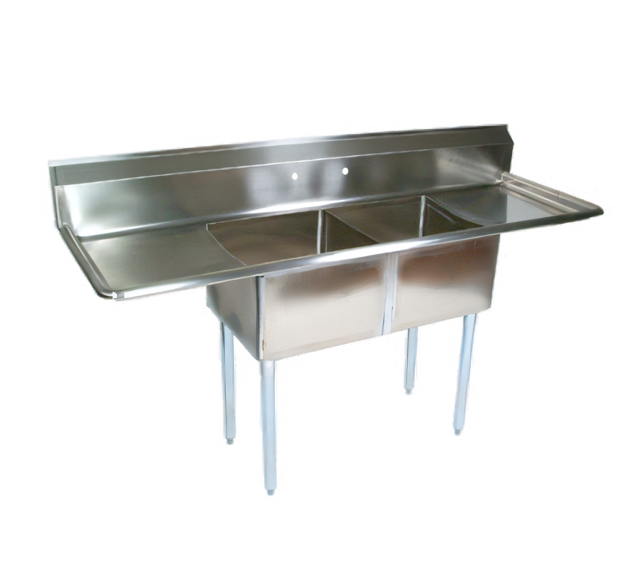 Product image #1 for John Boos E-Series 2-Compartment Sink with Left and Right Drainboards, 72 Inch