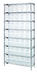 Thumbnail image #1 for Quantum Chrome Plated Bin Wire Shelving System with 8 Shelves and 35 Clear Bins, 36
