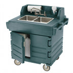 Thumbnail image #1 for Cambro CamKiosk® KSC402191 Mobile Polyethylene Hand Sink Cart with 2-Compartment Sink, 110V Heater, Fresh and Waste Water Tanks