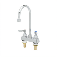 T&S Brass 4-Inch Centers Deck Mount Workboard Faucet with 5.75-Inch Swivel Gooseneck Spout, Lever Handles, and 1.2 GPM Aerator
