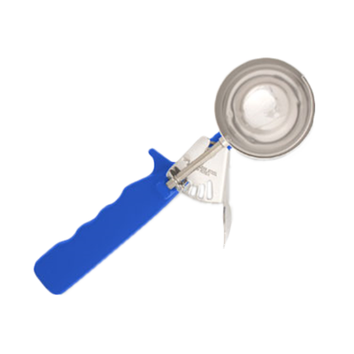 Product image #1 for Crestware #16 Deluxe Thumb Press Disher, 2 - 3 oz, 18/8 Stainless Steel, Blue Handle