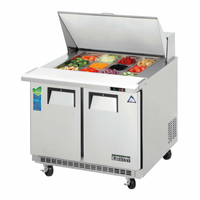 Everest Refrigeration EPBSR2 Back-Mount Mega-Top 2-Section Sandwich Prep Table, 35-5/8-Inch, 10 Cu. Ft.