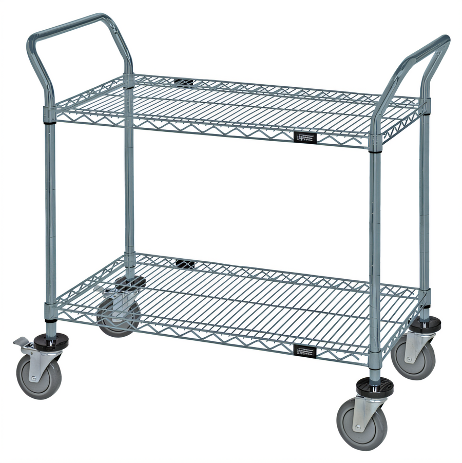 Product image #1 for Quantum 48 x 21 Inch Gray Epoxy Antimicrobial 2-Shelf Utility Bus Cart with U-Handles