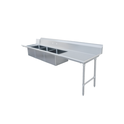 Product image #1 for Soiled Straight Dish Table, 120 x 30 x 44 Inches, Right-to-Left, 3 Pre-Rinse Sinks, 16 Gauge 304 Stainless Steel