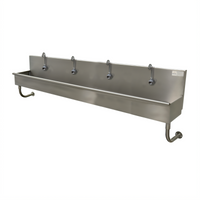 Advance Tabco 96-Inch Wall Mounted 4-Station Stainless Steel Hand Wash Sink with 4 Electronic Faucets