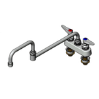 Thumbnail image #1 for T&S Brass B-1131-XS 4-Inch Deck-Mount Workboard Faucet with 18-Inch Double-Joint Swing Nozzle, Quarter-Turn Controls, Low Lead