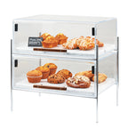 Thumbnail image #1 for Cal-Mil Mid-Century 3706-1813-49 2-Tier Self-Service Pastry Display Case, Clear Plastic & Chrome Frame, Hinged Doors, 19.5"W x 13.5"D x 18"H