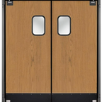 Thumbnail image #1 for Curtron Products Service-Pro® Series 35 SPD-35-L-GK-DBL-7284 Double Swinging Door, 72"W x 84"H, 9" x 14" Windows, 8" Black Kickplates