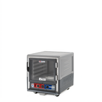 Metro C5 3 Series Under Counter Mobile Moisture Heated Holding and Proofing Cabinet with Gray Insulation Armour and Clear Polycarbonate Door