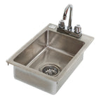 Thumbnail image #1 for Klinger's Trading DHS1000 Single-Compartment Drop-In Hand Sink, 18/304 Stainless Steel, Faucet and Basket Drain, 10 x 14 x 5 Inch Bowl
