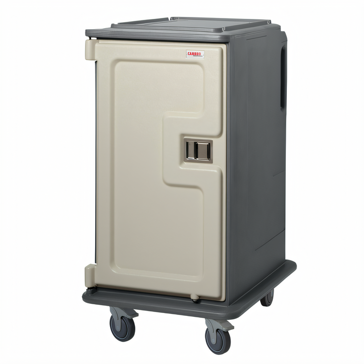 Product image #1 for Cambro MDC1418T16 Tall Profile Meal Delivery Cart, 16-Tray Capacity, 2 Compartments, 14 x 18 Tray Size, Granite Gray With Cream Door