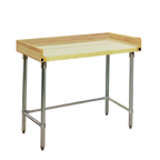 Thumbnail image #1 for Eagle Group MT3048ST-BS 48" x 30" Bakers' Work Table, 1-3/4" Hardwood Top, Stainless Steel Open Base, 4" Side & Rear Splash