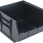 Thumbnail image #1 for Quantum QUS270BR Stacking or Hanging Storage Bin, Black, 16-1/2"W x 18"D x 11"H, Anti-Slide Lock, 3 Divider Slots