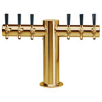Thumbnail image #1 for Micro Matic USA Metropolis METRO-T-6PVDKR T-Style Countertop Glycol-Cooled Draft Beer Tower, 6 Faucets, PVD Brass Finish