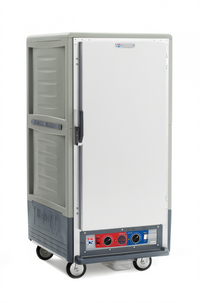 Metro C5 3 Series 3/4 Height Heated Holding and Proofing Cabinet, Gray, Combination Module, Full-Length Solid Doors, Lip Load Slides
