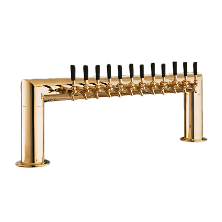 Product image #1 for Perlick Pass-Thru Countertop Glycol-Cooled Draft Beer Tower with 12 Faucets, Tarnish-Free Brass Finish