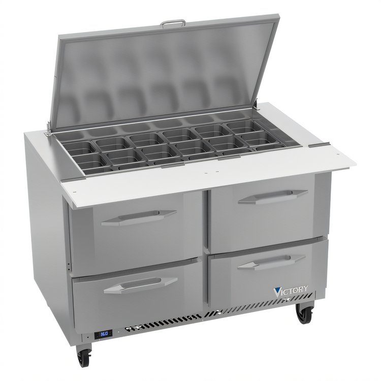 Product image #1 for Victory UltraSpec V-Core 48-Inch Two-Section Big Top Sandwich Prep Refrigerator with 4 Drawers