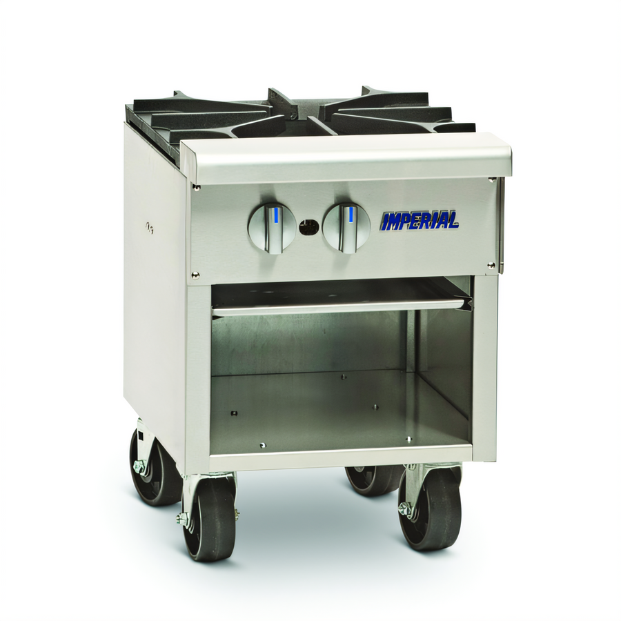 Product image #1 for Imperial 18-Inch Gas Stock Pot Range with Single 3-Ring Burner, Open Front Cabinet and Stainless Steel Exterior