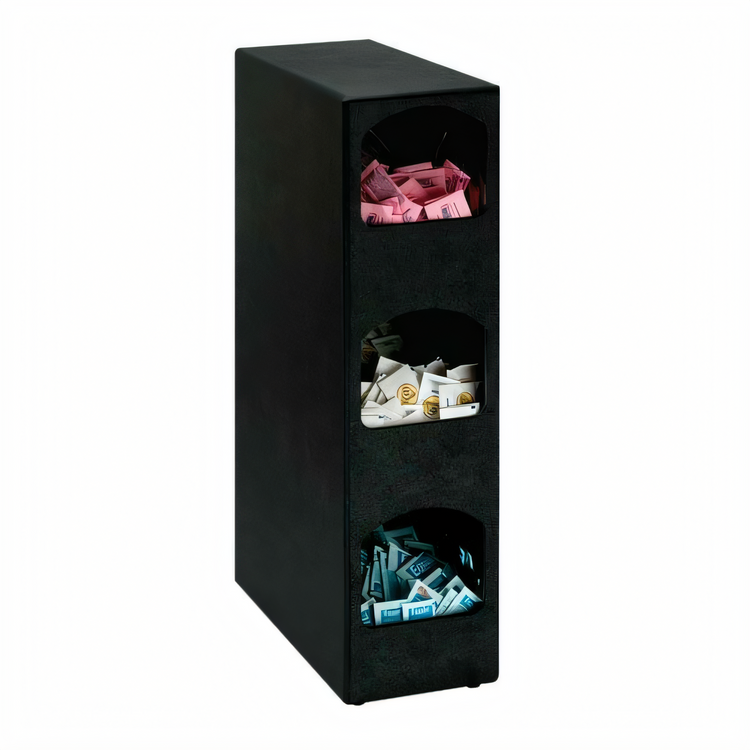 Product image #1 for Black Polystyrene 3-Section Packeted Condiment Organizer