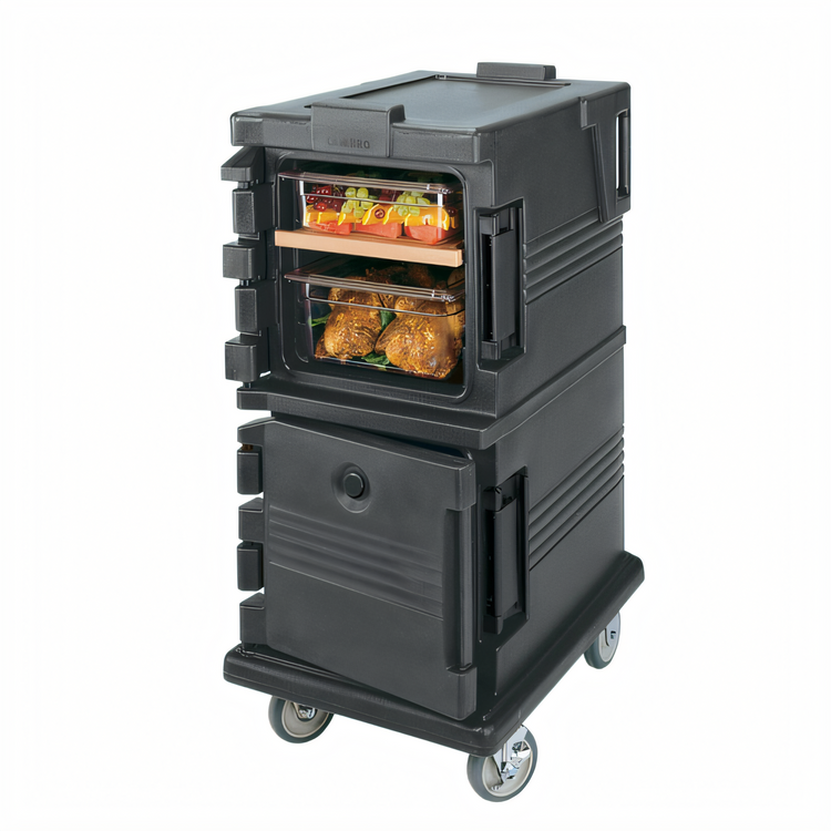 Product image #2 for Cambro Ultra Camcart® Double-Compartment Front-Loading Insulated Food Pan Cart, Black