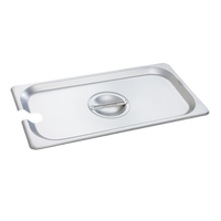 Crestware 1/3 Size Notched Stainless Steel Steam Table/Holding Pan Cover with Handle