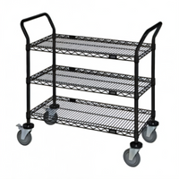 Quantum 48 x 24 x 37-1/2 in. Black Epoxy 3-Shelf Wire Utility Bus Cart