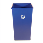 Thumbnail image #1 for Rubbermaid Commercial Products FG395973BLUE 50-Gallon Square Open-Top Plastic Recycling Container, Dark Blue Case of 4