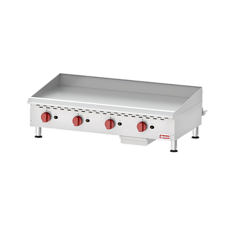 Product image #1 for Omcan USA 48-Inch Countertop Stainless Steel Natural Gas Griddle with Thermostatic Control