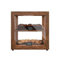 Koolmore KM-BDW-15D Rear-Open Countertop Bakery Display Case, 2 Tempered-Glass Shelves, Dark Ash-Wood Finish, 1.0 Cu. Ft.
