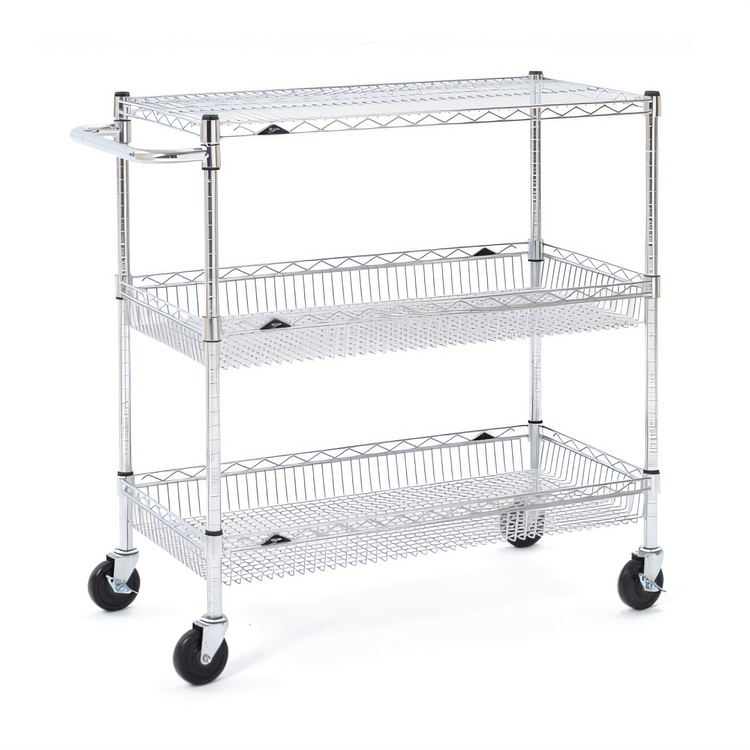 Product image #1 for Metro Super Erecta Adaptable 3-Shelf Chrome Basket Cart