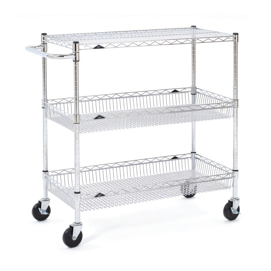 Product image #1 for Metro Super Erecta Adaptable 3-Shelf Chrome Basket Cart