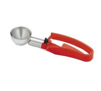 Vollrath #24 1.52 oz Standard Length Disher with Red Ergonomic Handle