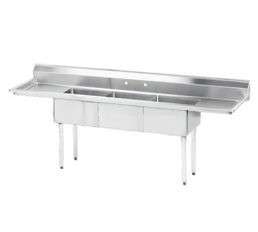 Product image #1 for Advance Tabco Special Value Series 3-Compartment Fabricated Sink with Left and Right Drainboards, 60 Inch