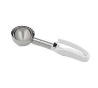 Vollrath Size 6 4.7 oz Extended Length Stainless Steel Disher with White Ergonomic Handle