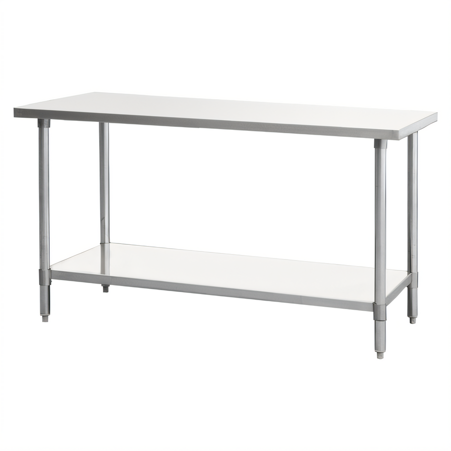 Product image #1 for Mixrite 30 Inch Square 18-Gauge Stainless Steel Corner Work Table with Adjustable Undershelf