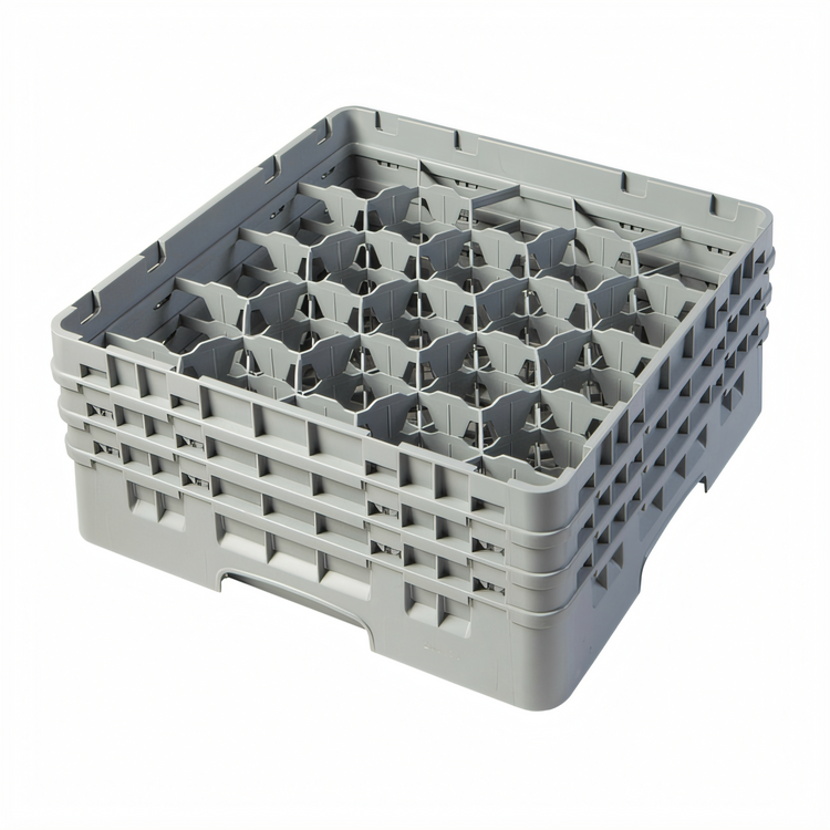 Product image #2 for Cambro Camrack Full-Size 20-Compartment Glass Rack with 3 Extenders, Soft Gray