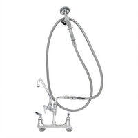T&S Brass Wall-Mount Pre-Rinse Spray Assembly with 8-Inch Adjustable Centers, 12-Inch Swing Nozzle and 104-Inch Hose