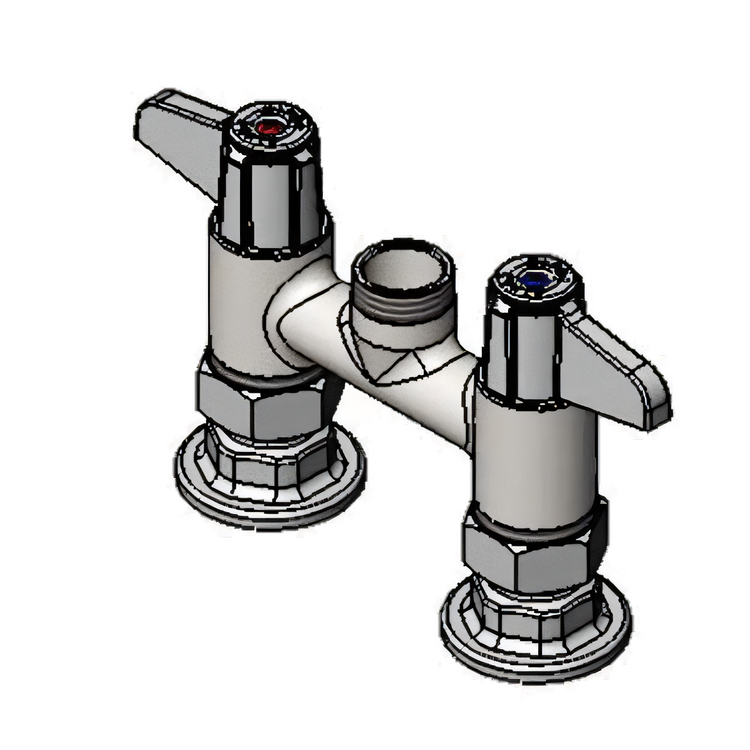 Product image #1 for T&S Brass equip 4-Inch Deck Mount Manual Mixing Faucet, Less Nozzle, Swivel Base, Lever Handles