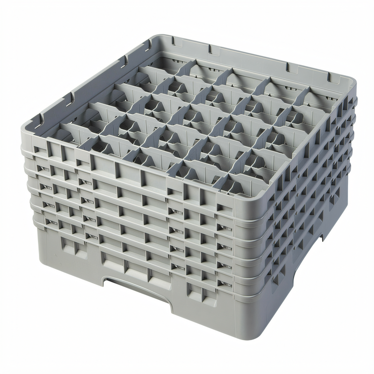 Product image #2 for Cambro Camrack® Full-Size 25-Compartment Glass Rack, Soft Gray, with 5 Extenders