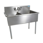 Thumbnail image #1 for BK Resources BK8BS-2-18-12 39-Inch Two-Compartment Stainless Steel Sink with 18 x 18 x 12-Inch Basins, 8-Inch Backsplash, Galvanized Legs