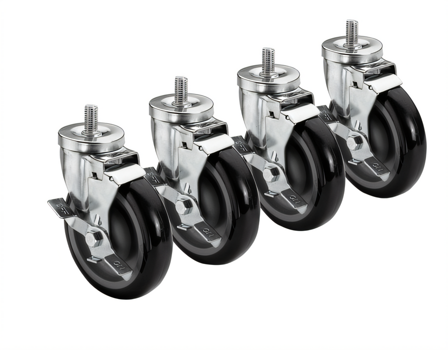 Product image #1 for Krowne Royal Series 5-Inch Swivel Threaded Stem Casters with Brake, Set of 4